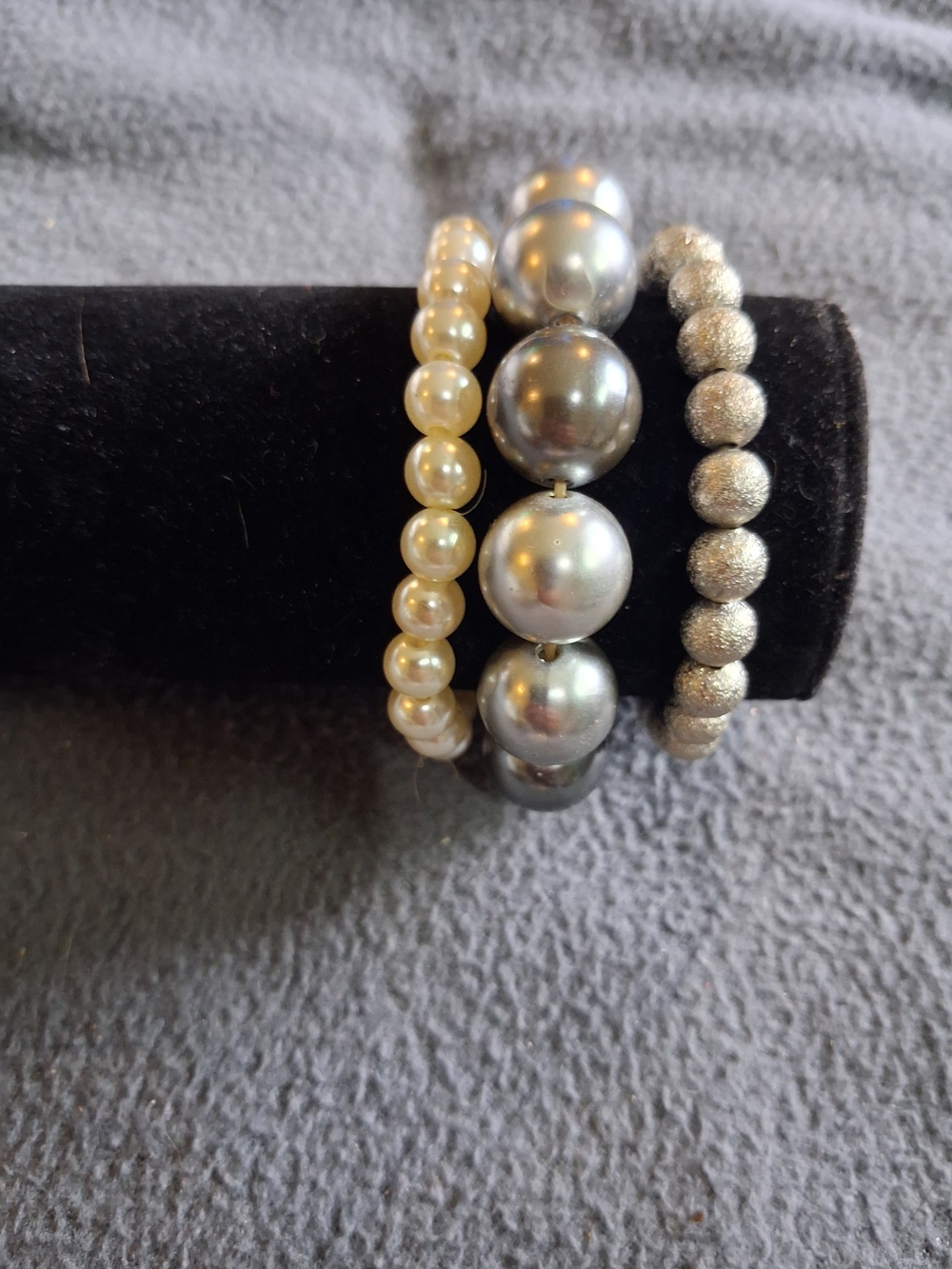 White And Silver Beaded Bracelets
